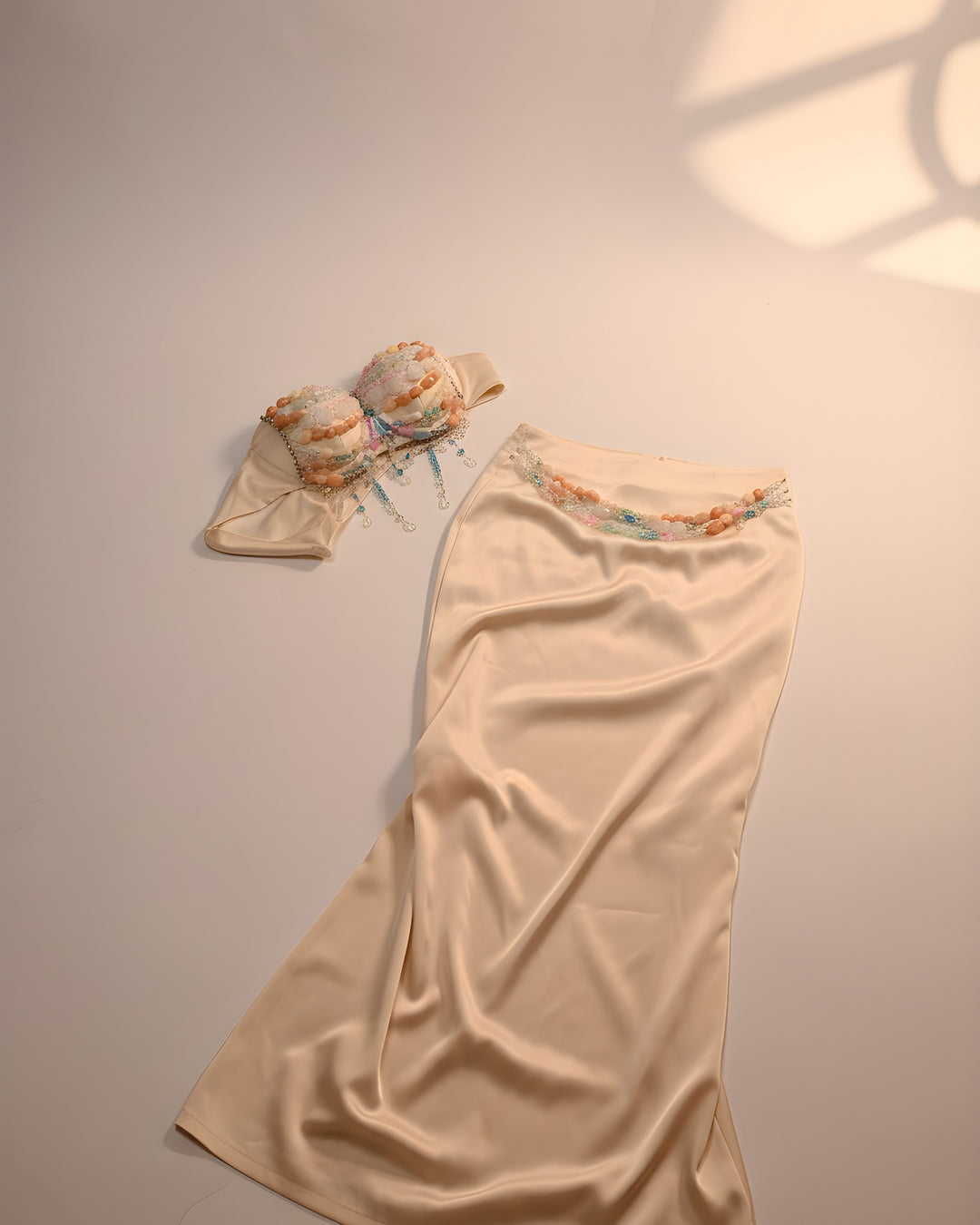 Set Bustier Satén Champagne — prenda sola