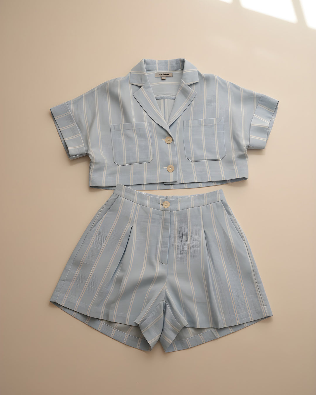 Set Camisero Raya Celeste — prenda sola