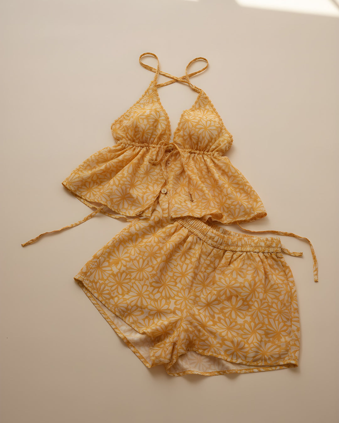 Set Halter Margaritas Mostaza — prenda sola
